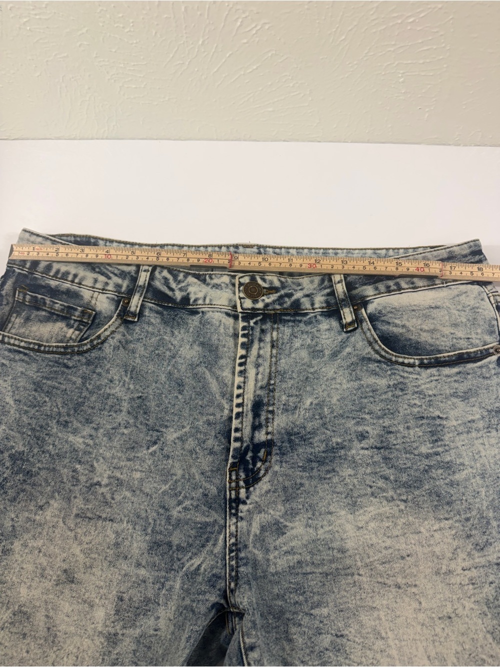 Men’s Acid Wash Straight Leg Jeans Size 36x30 Stretch Denim Indigo - Picture 3 of 9